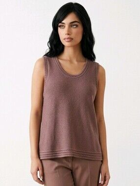 J. Jill Women's Brown Mocha Sweater Petite XL Sleeveless Oversized Generous Boxy
